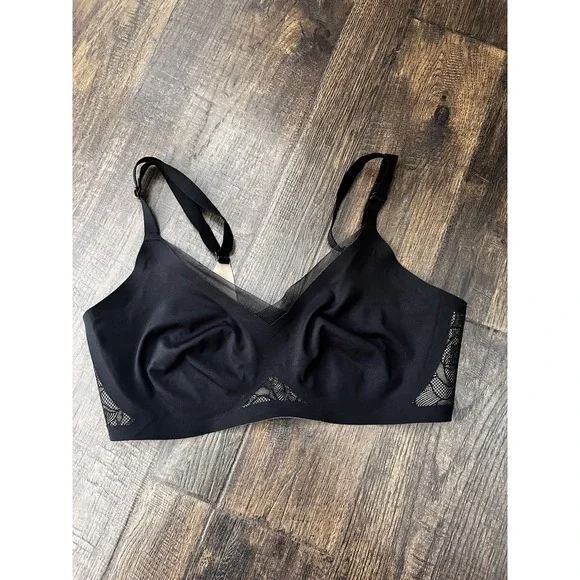 Honeylove liftwear crossover bra wireless black removable cups Pads size medium - Picture 3 of 10